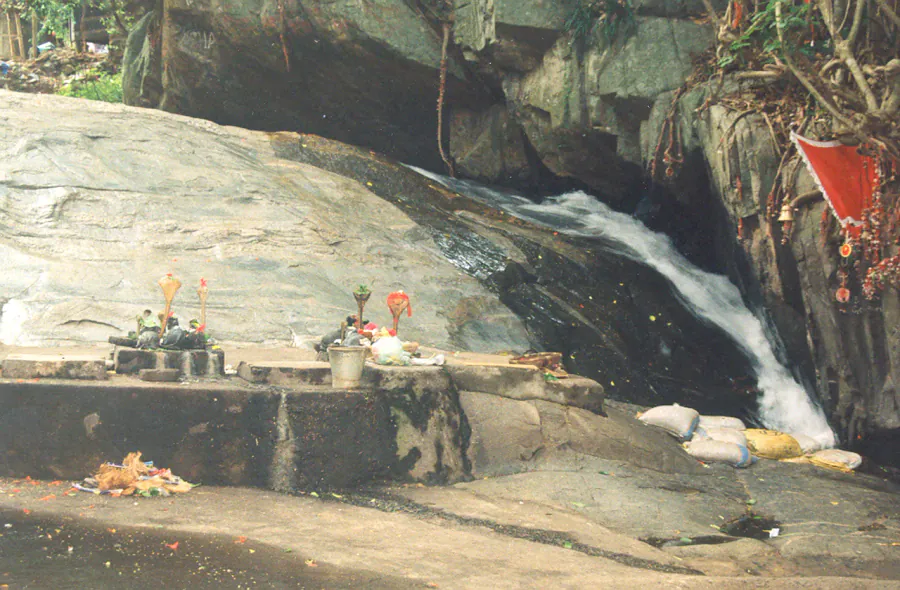 Stream running over rocks at Panchalingeshwar shrine